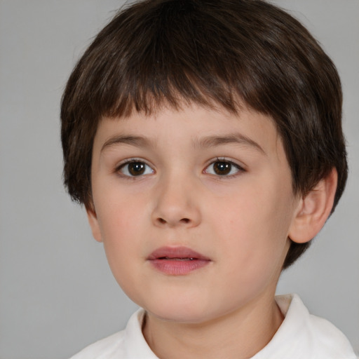 Neutral white child male with short  brown hair and brown eyes