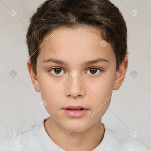 Neutral white child female with short  brown hair and brown eyes