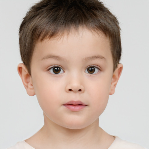 Neutral white child male with short  brown hair and brown eyes