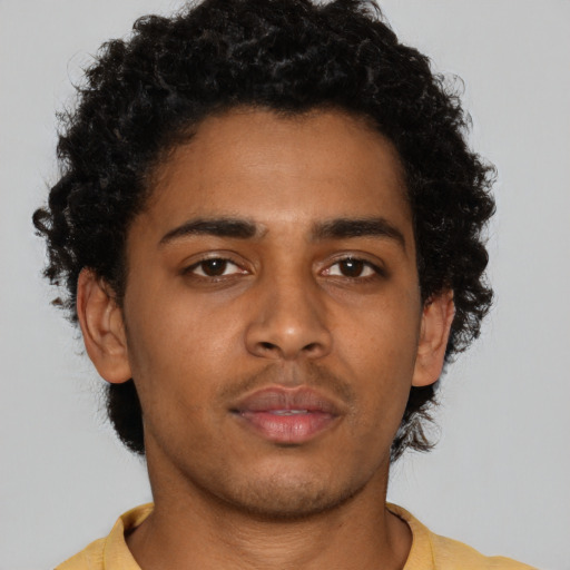 Neutral black young-adult male with short  brown hair and brown eyes