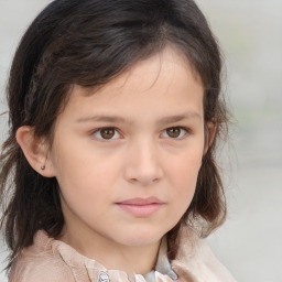 Neutral white child female with medium  brown hair and brown eyes