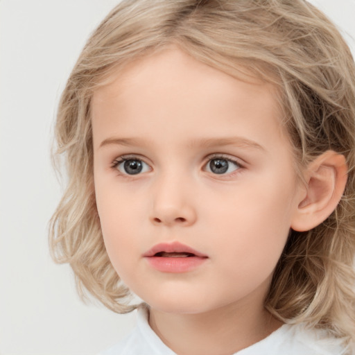 Neutral white child female with medium  brown hair and brown eyes