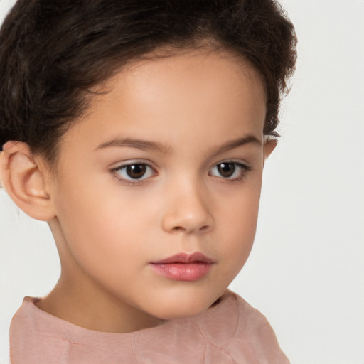 Neutral white child female with short  brown hair and brown eyes