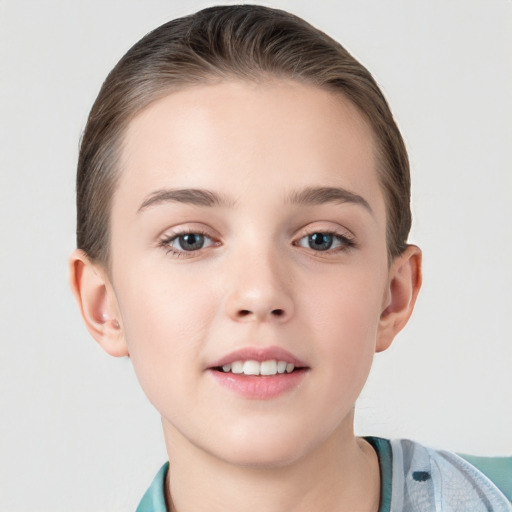 Neutral white young-adult female with short  brown hair and brown eyes