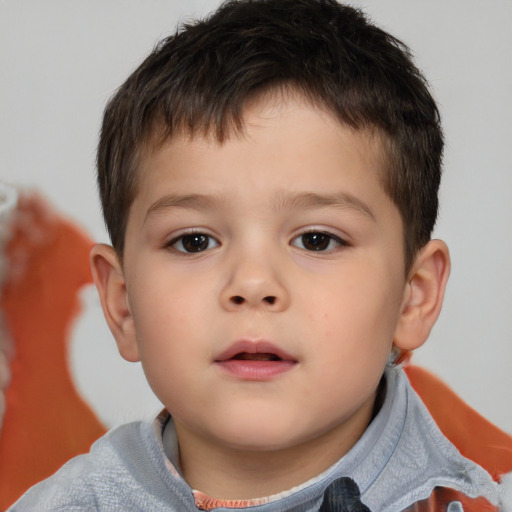 Neutral white child male with short  brown hair and brown eyes