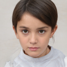 Neutral white child female with short  brown hair and brown eyes