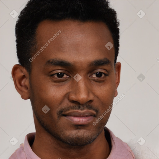 Neutral latino young-adult male with short  brown hair and brown eyes