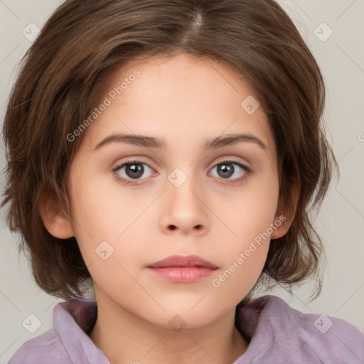 Neutral white child female with medium  brown hair and brown eyes