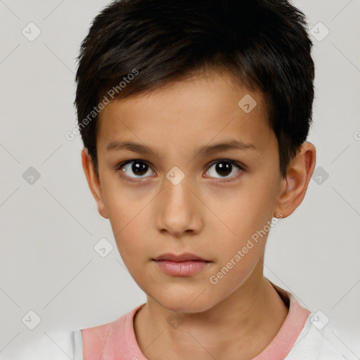 Neutral white child male with short  brown hair and brown eyes