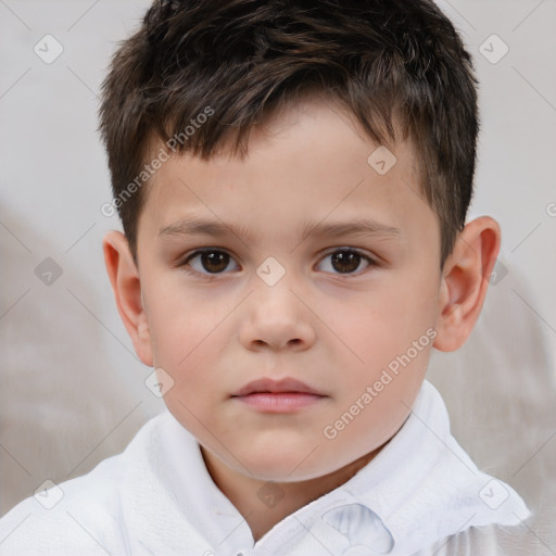 Neutral white child male with short  brown hair and brown eyes