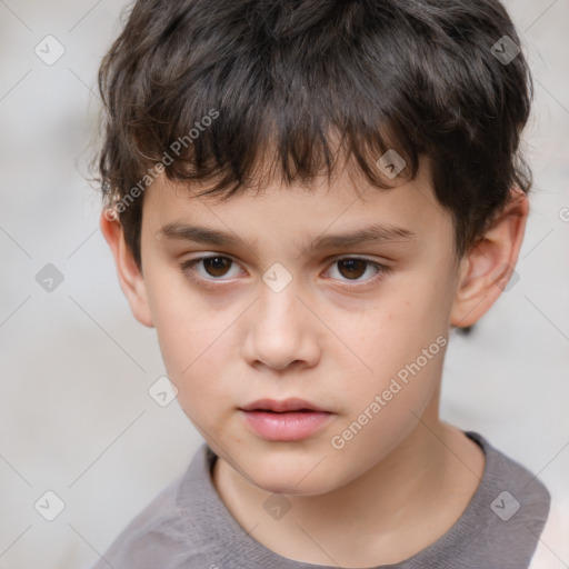 Neutral white child male with short  brown hair and brown eyes