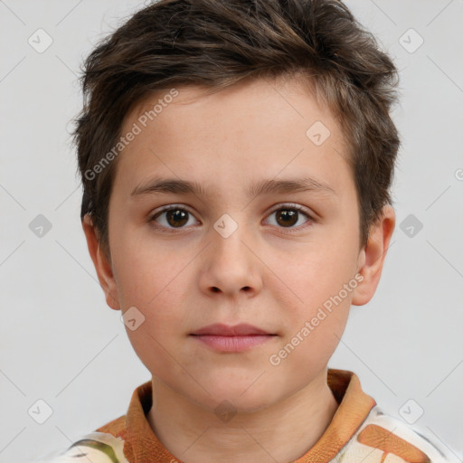 Neutral white child male with short  brown hair and brown eyes