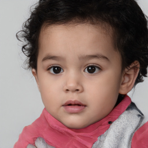 Neutral white child female with short  brown hair and brown eyes