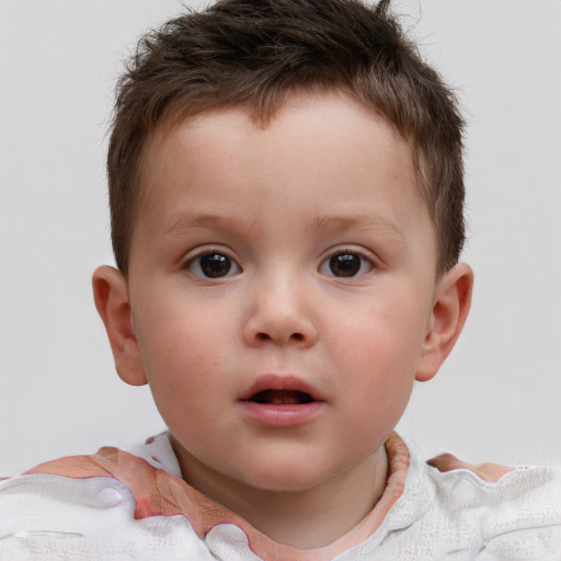 Neutral white child male with short  brown hair and brown eyes