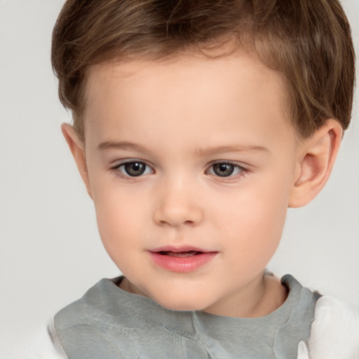 Neutral white child male with short  brown hair and brown eyes