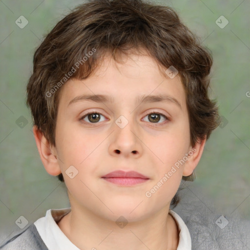 Neutral white child male with short  brown hair and brown eyes