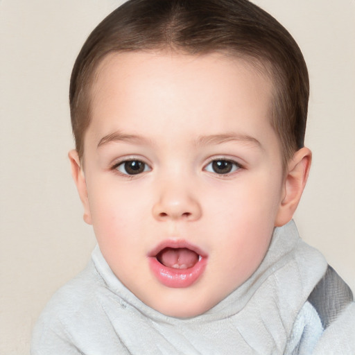 Neutral white child female with short  brown hair and brown eyes