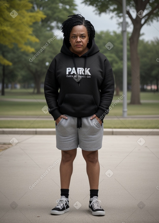 African american middle-aged non-binary with  black hair