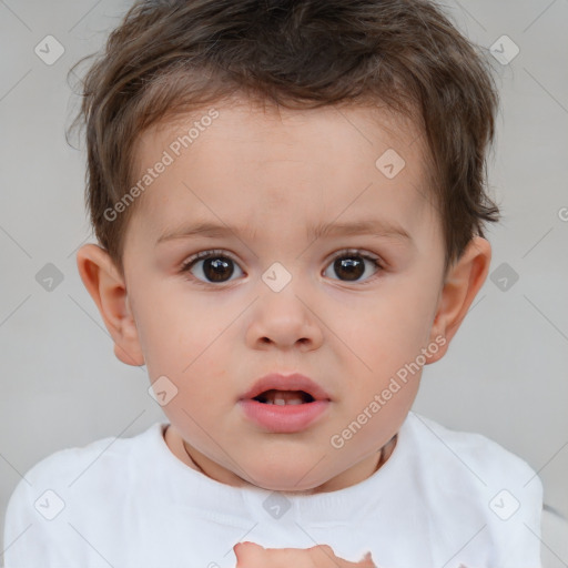 Neutral white child male with short  brown hair and brown eyes