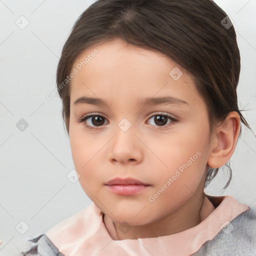 Neutral white child female with short  brown hair and brown eyes