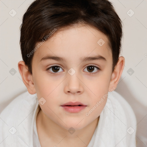 Neutral white child female with short  brown hair and brown eyes