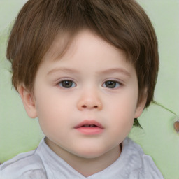 Neutral white child female with short  brown hair and brown eyes