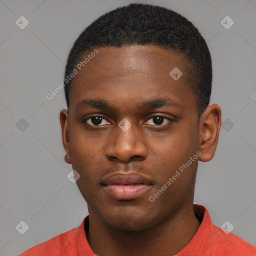 Neutral latino young-adult male with short  brown hair and brown eyes