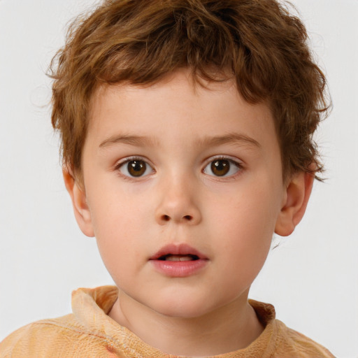 Neutral white child male with short  brown hair and brown eyes