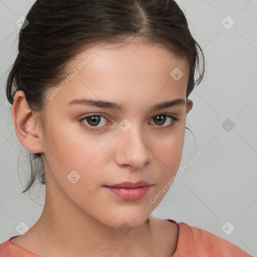 Neutral white child female with medium  brown hair and brown eyes