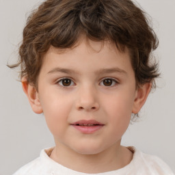 Neutral white child male with short  brown hair and brown eyes