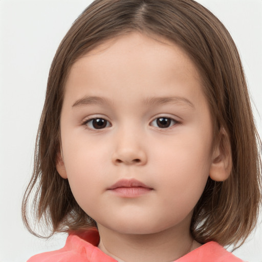 Neutral white child female with medium  brown hair and brown eyes