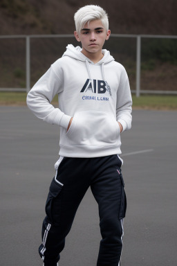 Chilean teenager boy with  white hair