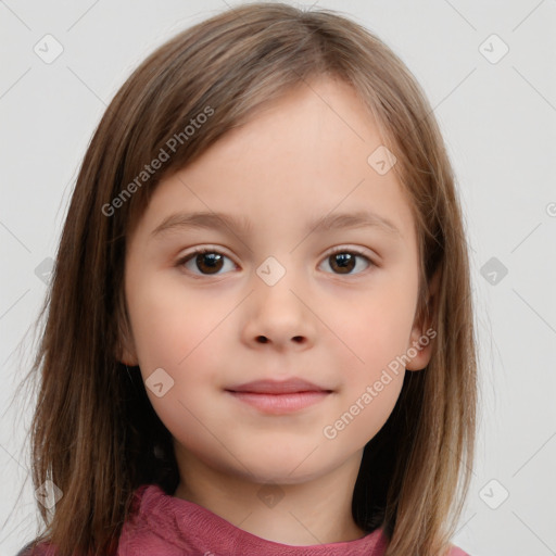 Neutral white child female with medium  brown hair and brown eyes