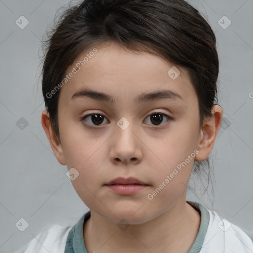 Neutral white child female with medium  brown hair and brown eyes