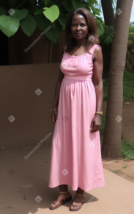 Ugandan middle-aged female with  brown hair