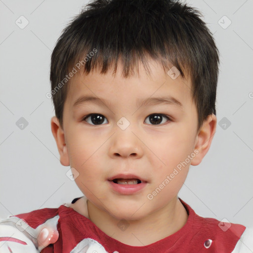 Neutral white child male with short  brown hair and brown eyes