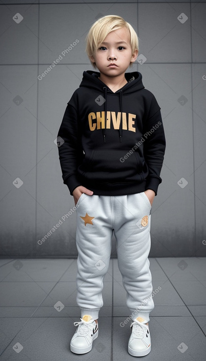 Chinese child boy with  blonde hair