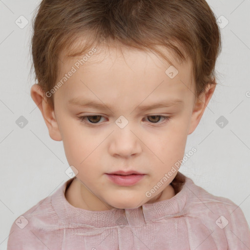 Neutral white child male with short  brown hair and brown eyes