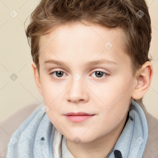 Neutral white child male with short  brown hair and brown eyes