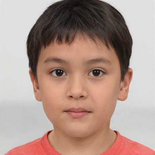 Neutral white child male with short  brown hair and brown eyes