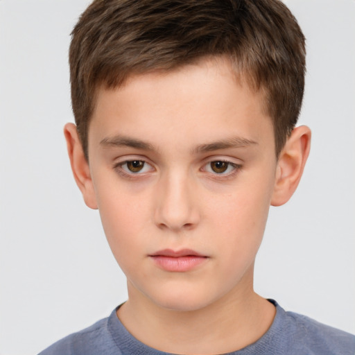 Neutral white child male with short  brown hair and brown eyes