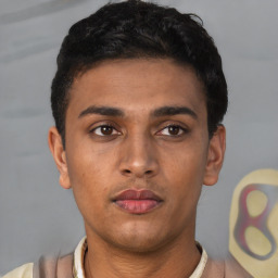 Neutral black young-adult male with short  brown hair and brown eyes