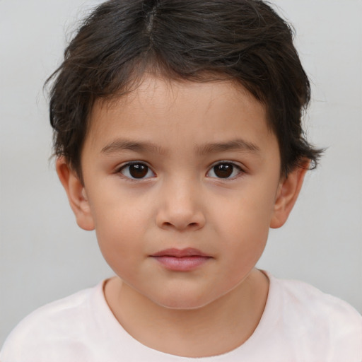 Neutral white child female with short  brown hair and brown eyes