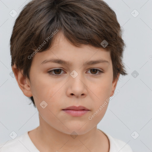 Neutral white child female with short  brown hair and brown eyes