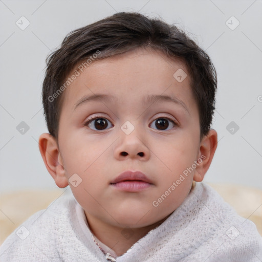 Neutral white child male with short  brown hair and brown eyes