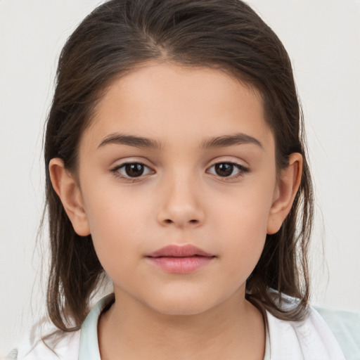 Neutral white child female with medium  brown hair and brown eyes