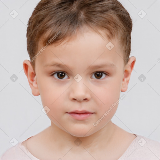 Neutral white child male with short  brown hair and brown eyes