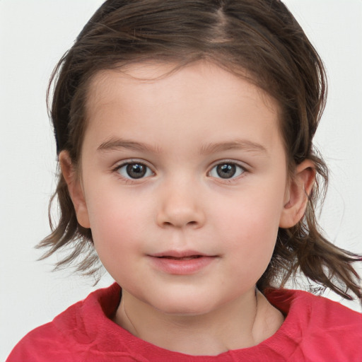 Neutral white child female with medium  brown hair and brown eyes