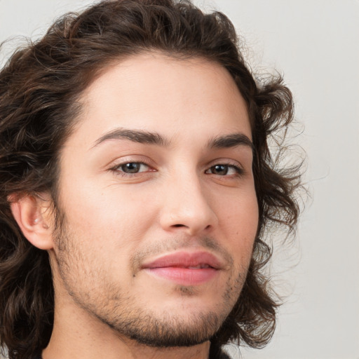 Neutral white young-adult male with medium  brown hair and brown eyes