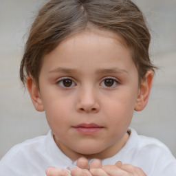 Neutral white child female with short  brown hair and brown eyes